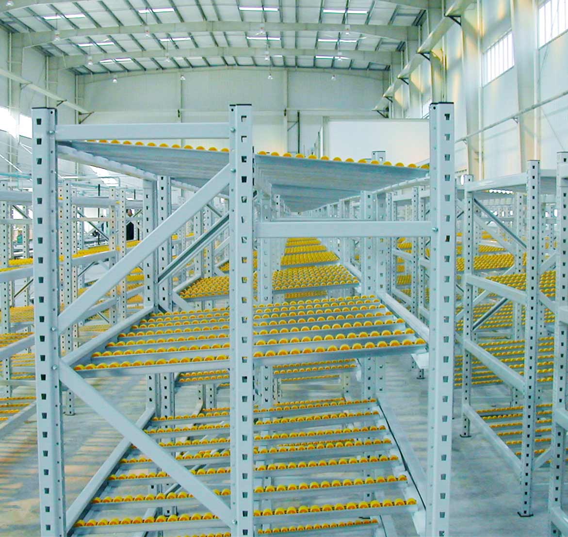 multi-tier carton flow shelving system